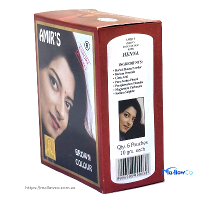 Amir's Brown Hair Colour with Henna, 6 Pouches X 10gm Each